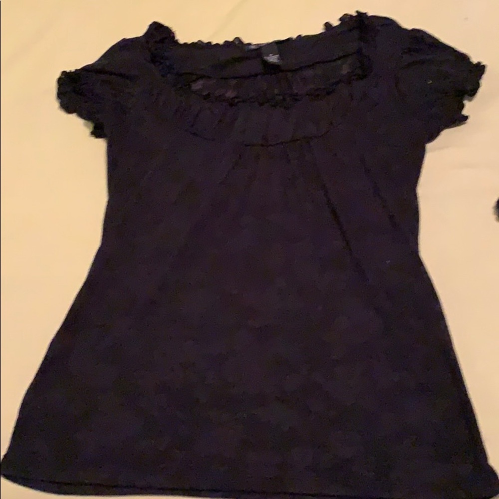 Black flower pattern blouse